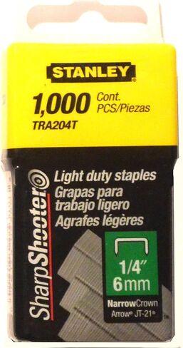 Stanley Tra204T 1/4 Inch Light Duty Narrow Crown Staples, Pack of 1000 (2 pack) in Saudi Arabia