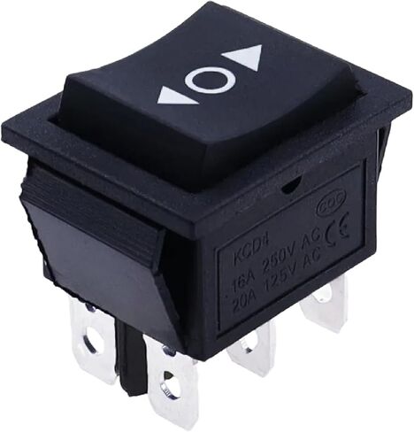 KCD4 3-Position Rocker Power Switch, Black, 6 Pins, 16A 250V AC/20A 125V AC Rating (Arrow) in Saudi Arabia