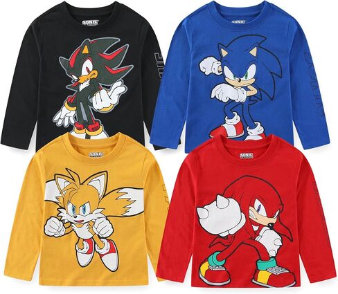 SEGA Sonic The Hedgehog Boys 4 Pack Long Sleeve Shirt for Big Kids in Saudi Arabia