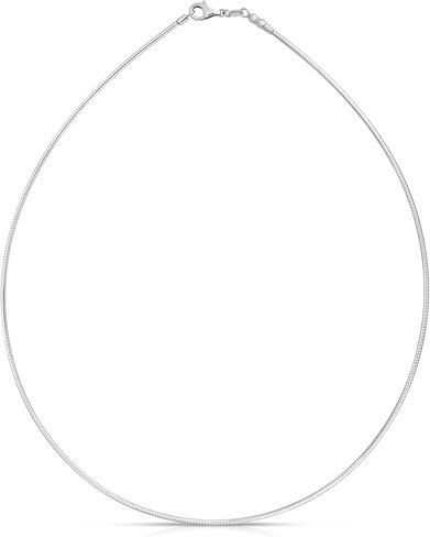 Floreo 14k White Gold 1.5mm Round Omega Chain Necklace in Saudi Arabia