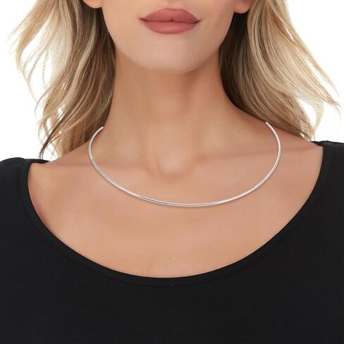 Floreo 14k White Gold 1.5mm Round Omega Chain Necklace in Saudi Arabia