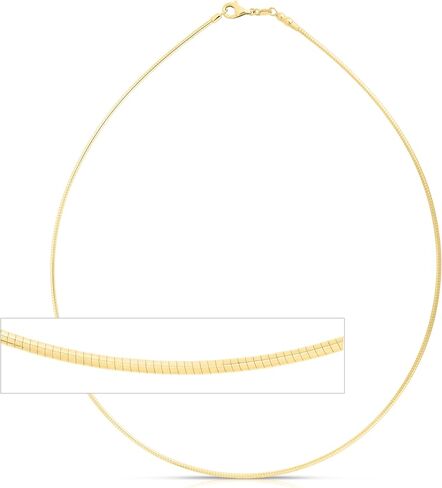 Floreo 14k Yellow Gold 1.5mm Round Omega Chain Necklace in Saudi Arabia