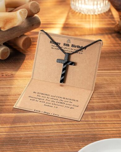 Tarsus Happy 8-16 Year Old Boy Birthday Gifts, Cross Necklace Gifts for Son Grandson Nephew Boys in Saudi Arabia