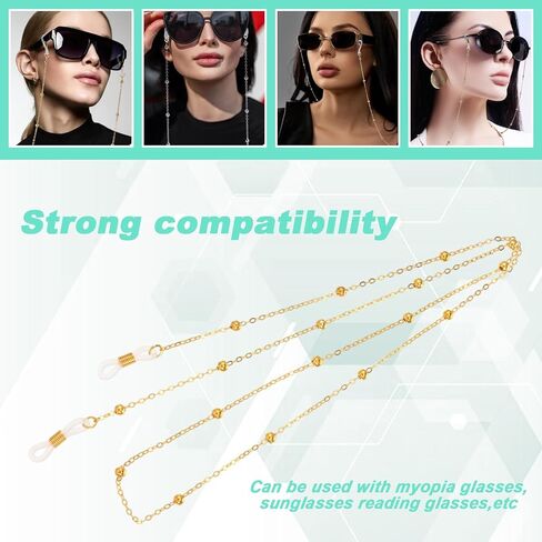 7Pcs Around Neck Eyeglass Chain Non-Slip Eyewear Chain Stylish Beaded Glasses Lanyard Adjustable Glasses Neck Strap Vintage Reading Eyeglass Chains with Loop for Women Men Sunglasses Sports in Saudi Arabia