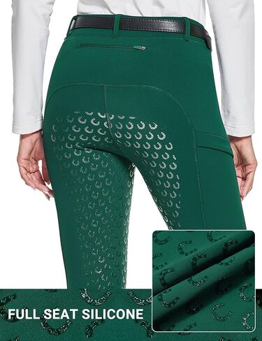 FitsT4 Sports Women's Winter Horse Riding Pants with Zipper Pockets Full Seat Riding Tights Fleece Lined Equestrian Breeches in Kuwait