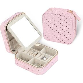 HDE Girl's Travel Jewelry Case Faux Leather Mini Organizer Box with Mirror Gift - Friendship Bracelet in Kuwait