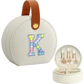 Travel Jewelry Case,Small Jewelry Box for Travel and Personalized Essential for Necklaces Rings Earrings Organizer Mini Jewelry Case-Letter M in Kuwait