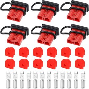 6pcs 50a بطارية توصيل/موصل قطع الاتصال ، 6-12 كابلات Gauge Anderson Flud for Winch ، Auto ، RV ، Truck Wiring (Red) in Kuwait