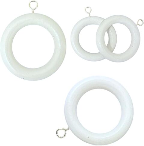 20 Pack Handmade Wooden Curtain Rod Rings 3 Inch Outer Diameter White Farmhouse Beech Wood Vintage Look,1.8 Inch Interior Diameter for 1-1.5 Inch Curtain Rod Pole in Saudi Arabia