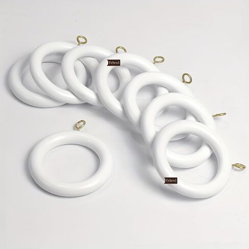20 Pack Handmade Wooden Curtain Rod Rings 3 Inch Outer Diameter White Farmhouse Beech Wood Vintage Look,1.8 Inch Interior Diameter for 1-1.5 Inch Curtain Rod Pole in Saudi Arabia