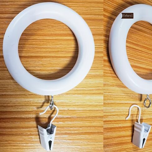 20 Pack Handmade Wooden Curtain Rod Rings 3 Inch Outer Diameter White Farmhouse Beech Wood Vintage Look,1.8 Inch Interior Diameter for 1-1.5 Inch Curtain Rod Pole in Saudi Arabia