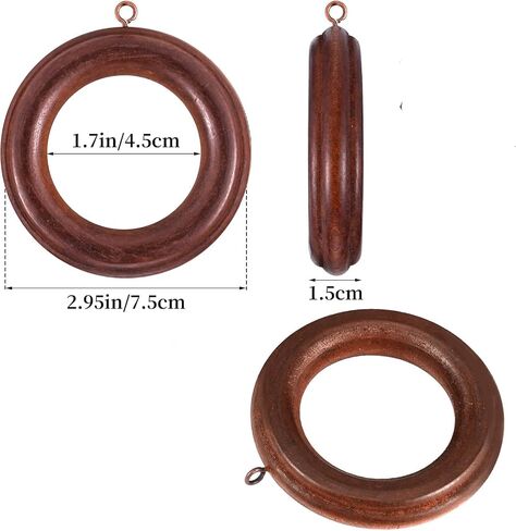 20 Pack Handmade Wooden Curtain Rod Rings 3 Inch Outer Diameter White Farmhouse Beech Wood Vintage Look,1.8 Inch Interior Diameter for 1-1.5 Inch Curtain Rod Pole in Saudi Arabia