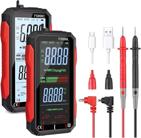 FS899L 6000 COUNT Professional Multimeter AC/DC اختبار الجهد الحالي AMPERE METER SM-ART TOUCH SCREENT MultiMeter NCV DIODE (FS899L) in Kuwait