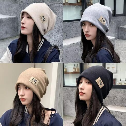 Winter Knitted Baggy Beanie Hat for Women Slouchy Skullies Autumn Winter Warm Ear Warmer Pullover Cap in Saudi Arabia