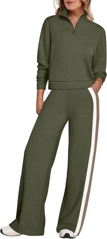 WIHOLL Women 2 Piece Outfits Airport Travel Vacation Sweatsuits Wide Leg Pants Lounge Set 2025 Fashion Clothes in Saudi Arabia