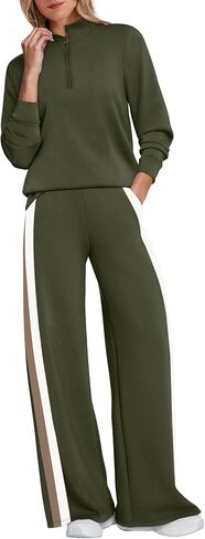 WIHOLL Women 2 Piece Outfits Airport Travel Vacation Sweatsuits Wide Leg Pants Lounge Set 2025 Fashion Clothes in Saudi Arabia