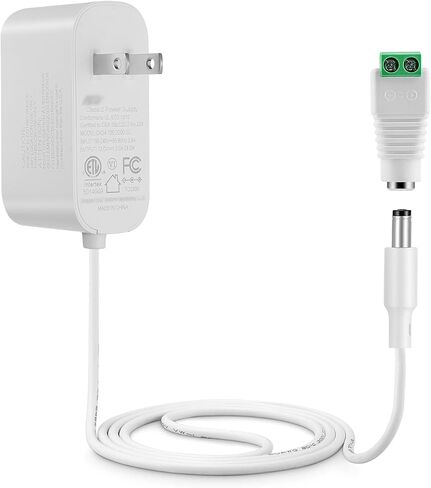 Tonton 24W Power Supply Adapter 6ft Cord 12V 2A 2000mA DC Power Cable to 110-240V AC Adapter UL/CE/FCC Certified 5.5mmx2.1mm DC Plug with LED Terminal Connector for LED Strip Light,CCTV Camera(White) in Saudi Arabia
