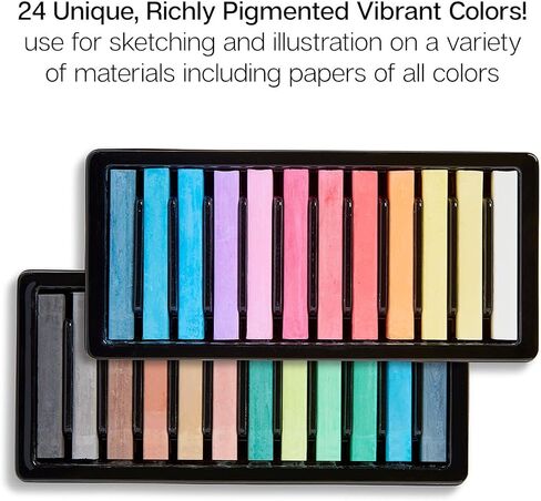 KINGART 175-24 Soft Chalk Pastels, 24 Assorted Colors, Square Charcoal, Drawing Media for All Artist in Saudi Arabia