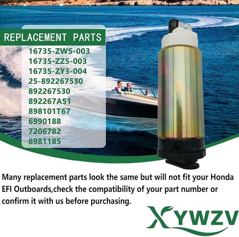 Fuel Pump for Mercury Marine Mercruiser 4-Stroke Outboard 20-60HP (2002-2012), For Honda EFI Outboards, Replaces 892267A51, 898101T67, 892267530, 16735-ZW5-003,7206782,6990188,Marine Grade in Saudi Arabia