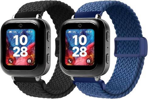 سوار SimpleThings المضفر متوافق مع ساعة Cosmo JrTrack 3/Cosmo JrTrack 2 SE/Cosmo JrTrack 2/Cosmo JrTrack للأطفال الذكية، قطعتان من حزام النايلون القابل للتمدد مع إبزيم مغناطيسي قابل للتعديل للأطفال in Kuwait