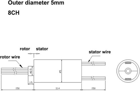 1pcs dia 5mm micro mini slipring 4ch/5ch/8ch current 1a collector ring connect inclimited connector (dia 5mm 6ch 1a) in Saudi Arabia