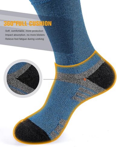 6 Pairs Men's Cotton Crew Work Boot Socks, Moisture Cushioned Athletic Sports Socks for Hiking Running Workout in Kuwait