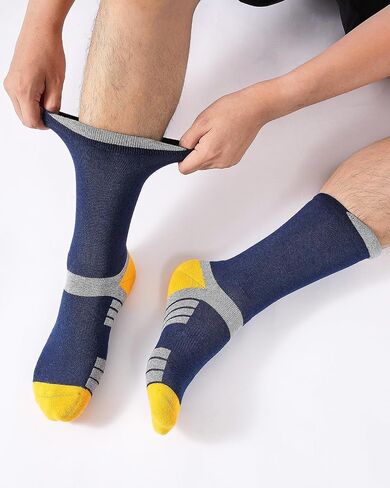 6 Pairs Men's Cotton Crew Work Boot Socks, Moisture Cushioned Athletic Sports Socks for Hiking Running Workout in Kuwait