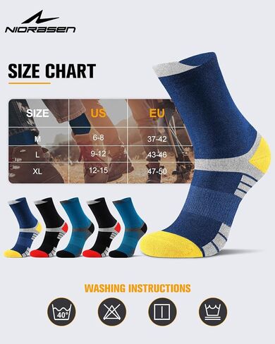 6 Pairs Men's Cotton Crew Work Boot Socks, Moisture Cushioned Athletic Sports Socks for Hiking Running Workout in Kuwait