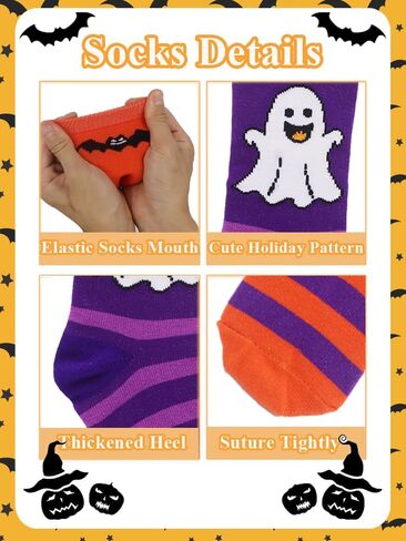 Halloween Socks for Girls Boys Toddlers, Orange Purple Knee High Halloween Socks with Cute Pumpkin/Bat/Ghost in Saudi Arabia