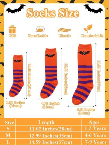 Halloween Socks for Girls Boys Toddlers, Orange Purple Knee High Halloween Socks with Cute Pumpkin/Bat/Ghost in Saudi Arabia