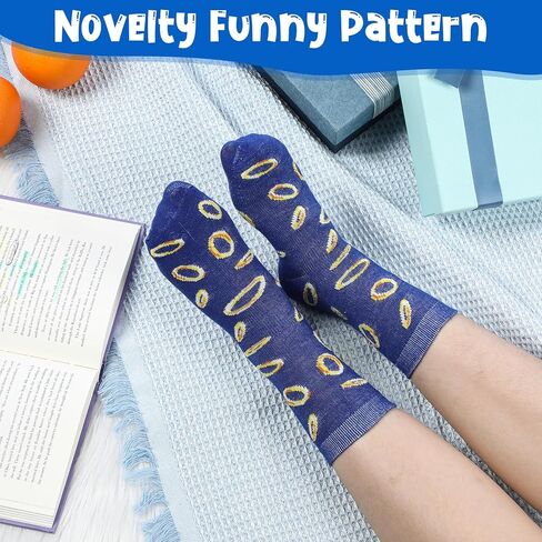 6 Pairs Boys Crew Socks Bulk for Kids Blue and Gold Ring Pattern Ages 5-10 Cotton Mid-calf Socks Cartoon Gripper Novelty Blue Sock for Children Movie Party Birthday Gift in Kuwait