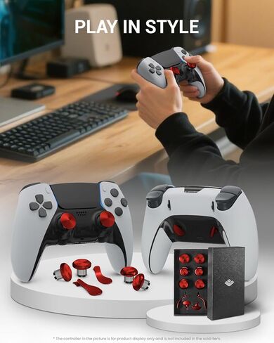 أعواد إبهام معدنية لوحدة تحكم PS5 Edge، 4 أزرار تشغيل مجاذيف خلفية بديلة لوحدة تحكم Dualsense PS5، قطع غيار 14 في 1 لوحدة تحكم PS5 Edge عصا التحكم التناظرية (أسود) in Saudi Arabia