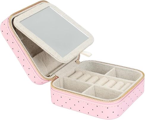 HDE Girl's Travel Jewelry Case Faux Leather Mini Organizer Box with Mirror Gift - Friendship Bracelet in Kuwait