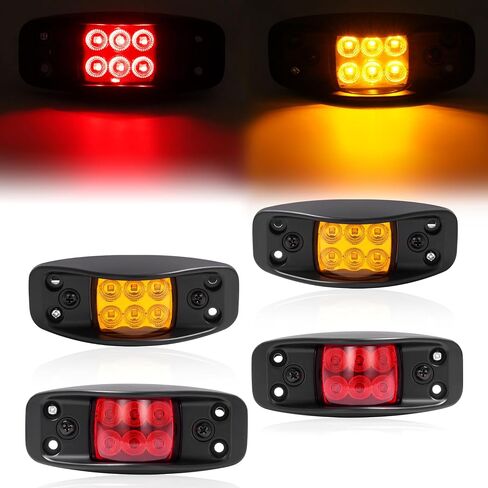 HECASA Side Marker & Turn Signal & Brake Lamps 8Pcs Compatible with HMMWV, 2 1/2 Ton and 5 Ton Military Trucks 12V Plastic Parking Turn Signal Rear Barking Lamp Amber+Red Lens in Saudi Arabia
