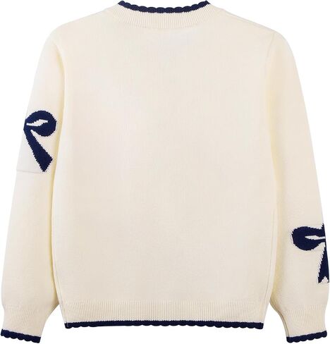 Danny D Girl Bow Sweater Cardigan Open Front Button Down Long Sleeve Knitwear Coat in Saudi Arabia