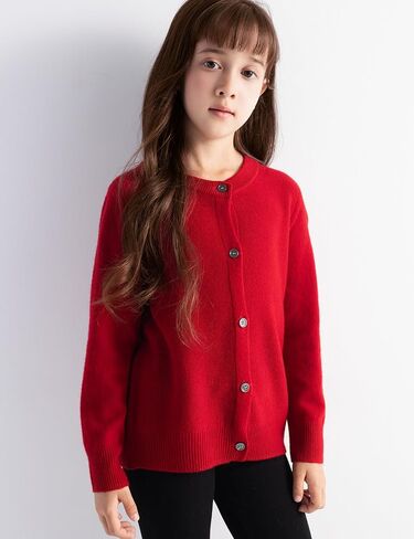 الفتيات 100 ٪ Merino Wool Cardigan Fall Winter الخط الأول جاهز لارتداء Crewneck الأكمام الطويلة سترة سلسة in Saudi Arabia