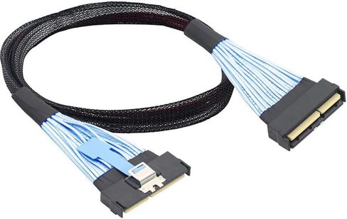 cablecc Mini Cool Edge IO MCIO STR PCI-E 5.0 SFF-8654 PCI-E Slimline SAS 8i 74Pin Male to 74Pin SFF-8654 SAS 4.0 Male SFF-8654 Extender Cable 50cm in Kuwait