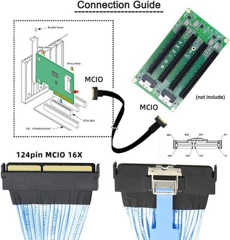 cablecc Mini Cool Edge IO MCIO STR PCI-E 5.0 SFF-8654 PCI-E Slimline SAS 8i 74Pin Male to 74Pin SFF-8654 SAS 4.0 Male SFF-8654 Extender Cable 50cm in Kuwait