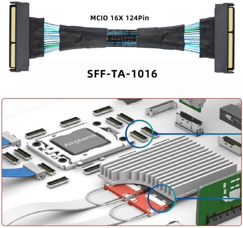 cablecc Mini Cool Edge IO MCIO STR PCI-E 5.0 SFF-8654 PCI-E Slimline SAS 8i 74Pin Male to 74Pin SFF-8654 SAS 4.0 Male SFF-8654 Extender Cable 50cm in Kuwait