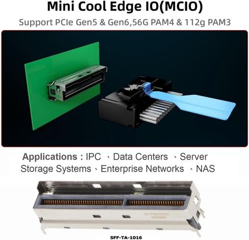 cablecc Mini Cool Edge IO MCIO STR PCI-E 5.0 SFF-8654 PCI-E Slimline SAS 8i 74Pin Male to 74Pin SFF-8654 SAS 4.0 Male SFF-8654 Extender Cable 50cm in Kuwait