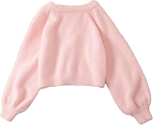 GORGLITTER Girl's Cute Cardigan Cropped Fuzzy Long Sleeve V Neck Button Down Trendy 2025 Sweaters in Saudi Arabia
