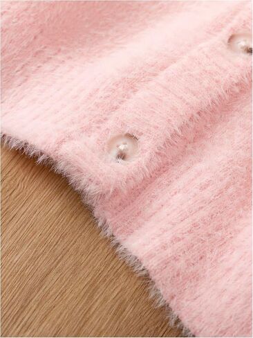 GORGLITTER Girl's Cute Cardigan Cropped Fuzzy Long Sleeve V Neck Button Down Trendy 2025 Sweaters in Saudi Arabia
