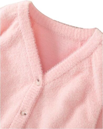 GORGLITTER Girl's Cute Cardigan Cropped Fuzzy Long Sleeve V Neck Button Down Trendy 2025 Sweaters in Saudi Arabia
