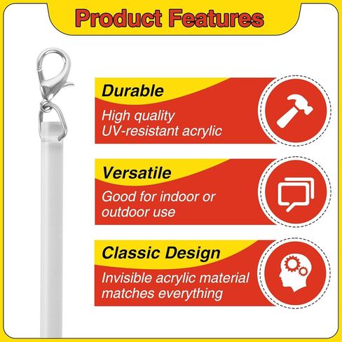 Curtain Pull Wand,24.4 Inches Acrylic Clear Curtain Rod with Hook Ideal for High Hanging Curtain Opening-Closing(Clear, 2pcs) in Kuwait
