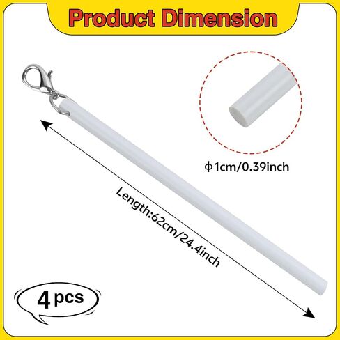 Curtain Pull Wand,24.4 Inches Acrylic Clear Curtain Rod with Hook Ideal for High Hanging Curtain Opening-Closing(Clear, 2pcs) in Kuwait