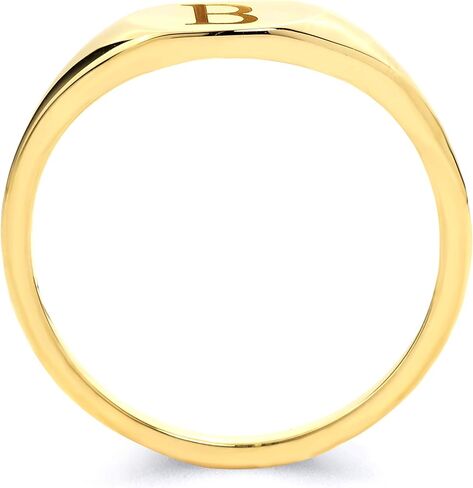 10k Real Solid Gold Signet Ring Engraved with B Initial, Letter Jewelry for Her, Ladies' Personalized Gift in Saudi Arabia