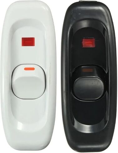 مفتاح تشغيل/إيقاف تشغيله مع مؤشر LED ، AC 250V 10A ، لمصابيح الطاولة والمصابيح المكتبية ، أسود/أبيض in Kuwait