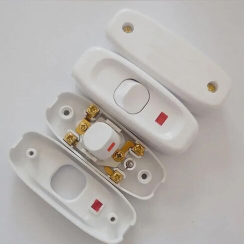 مفتاح تشغيل/إيقاف تشغيله مع مؤشر LED ، AC 250V 10A ، لمصابيح الطاولة والمصابيح المكتبية ، أسود/أبيض in Kuwait