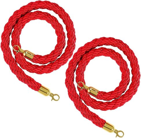Flexzion Velvet Stanchion Rope (5FT, 2 Pack) 1.5" Thick Black Cord for Ball Crown Top Style Barriers Post, Crowd Queue Line Safe Control, Round Velour with Silver Plated Polished Snap Hook in Saudi Arabia