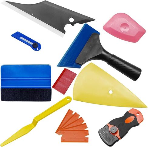14PCS Car Vinyl Wrap Window Tint Tool Kit - Glass Protective Film Scraper Car Window Film Installation Application Tool Set Include Felt Squeegee, Tint Squeegee, Razor Scraper with Blades in Saudi Arabia